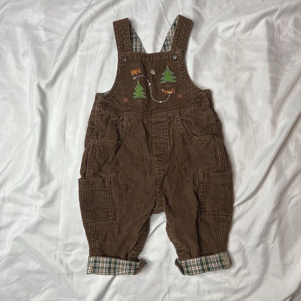 Oshkosh B'Gosh Brown Corduroy Embroidered Overalls Size 3-6 Months Baby Kid Fall